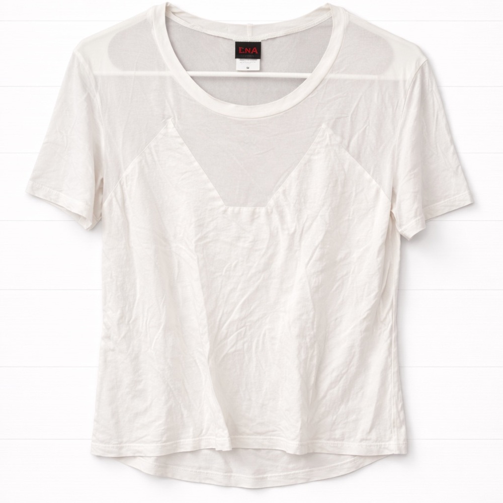 LNA White Sheer Short Sleeve Tee
